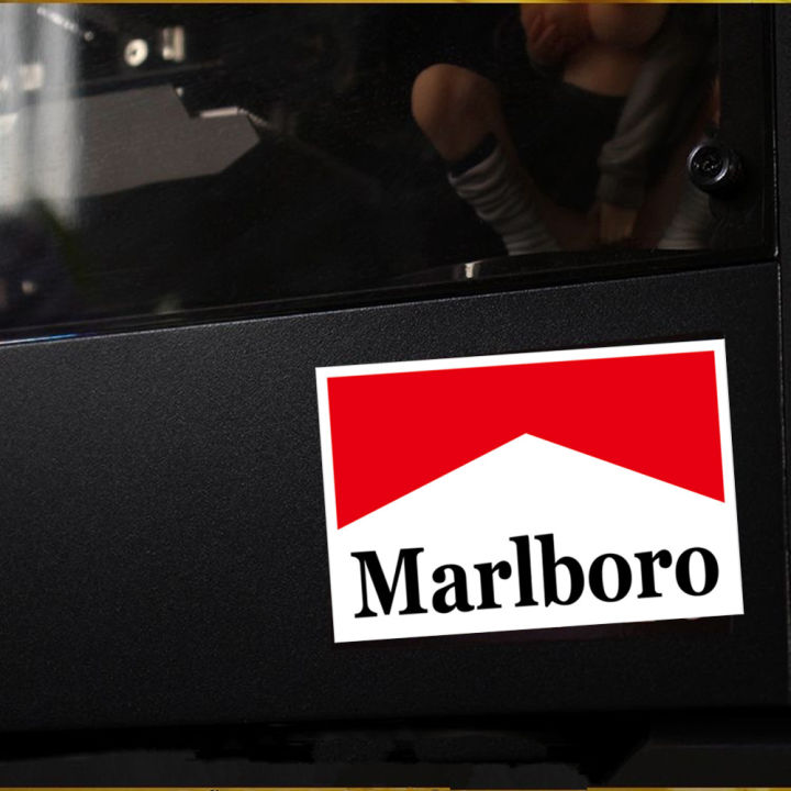 marlboro-สติกเกอร์แต่งที่บังแดดหน้ารถยนต์รถมอเตอร์ไซด์กันรอยขีดข่วนอุปกรณ์ตกแต่งรถมอเตอร์ไซด์สติ๊กเกอร์สะท้อนแสง