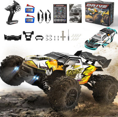 FUUY Brushless Fast RC Cars for Adults Remote Control Car Boys 8-12 1:16 Max 45mph 72KMH with Two Batteries RTR Off Road Hobby Drift Waterproof High Speed RC Truck Electric R/C Vehicle RC Buggy Kids Yellow&amp;blue
