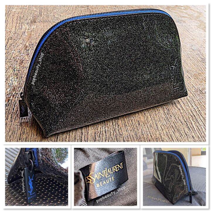 Ysl Cosmtic Bag สี Black Glitter อีฟ แซงต์ กระเป๋าเครื่องสำอางค์