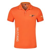 Quality☇✗✎2023 Summer GOOD Mustang Car Logo High Quality Men Polo Solid Short Sleeves Fashion Shi