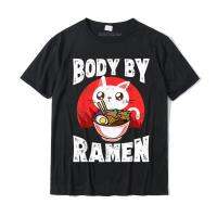 Body By Ramen Japanese Noodles Kawaii Anime Cat Lover Gifts Tshirt Mens Normal Tees Cotton T Shirt Printed