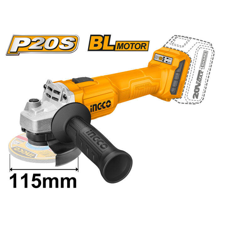 INGCO 20V 115mm M14 Polishing Grinding Cutting Power Tool Angle Grinder 9000rpm Brushless