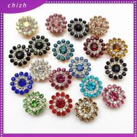 CHIZH 10PCS 14mm หัตถกรรม รูปดอกไม้ ก้นเหล็ก ปุ่ม Rhinestone เครื่องประดับหมวก หินแก้วคริสตัล ตกแต่งเสื้อผ้า