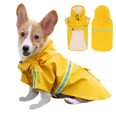 เสื้อกันฝนสุนัขพร้อมฮู้ดกันน้ำปรับได้,เสื้อแจ็กเก็ตกันฝนสำหรับสุนัขขนาดใหญ่กลางขนาดเล็กปรับได้