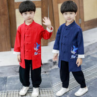 Fashionfox kids CNY Chinse New Year Costume kids cheongsam hanfu qipao 男童春秋套装薄款儿童汉服男古装中国风民族服装唐装宝宝春夏童装