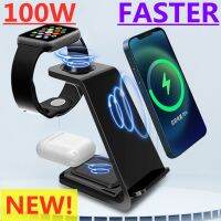 ZZOOI 100W  Wireless Charger Stand For iPhone 14 13 12 11 XR 8 Apple Watch 3 in 1 Fast Charging Dock Station for Airpods Pro iWatch