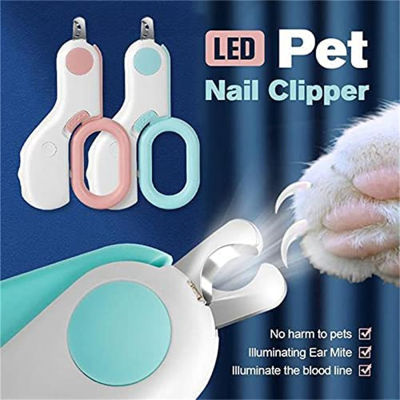 Professional Cat Nail Clipper เครื่องตัดแมวพร้อมไฟ LED กรรไกรตัดเล็บสัตว์เลี้ยงสำหรับสุนัข Grooming Claw s Care Tools ผลิตภัณฑ์สำหรับสัตว์เลี้ยง