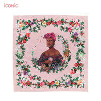 iCONiC PINK Mona Silk Scarf #9043 ผ้าคลุมไหล่ สีชมพู ผ้าไหม พิมพ์ลาย ขนาด 100 x 100 cm. บรรจุกล่องสวยหรู ผ้าพันคอ ผ้าคลุม ผ้าคุลมชายทะเล ผ้าพันคอแฟชั่น