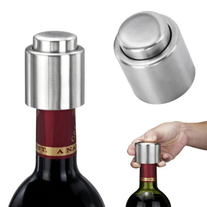 good-quality-liuaihong-ปั๊มสูญญากาศปิดผนึกไวน์-1ชิ้นตัวผลักเหล็กกล้าไร้สนิมเครื่องมือบาร์-s-กระเป๋าน้ำร้อนเครื่องมือบาร์ที่เปิดฝาขวดสำหรับห้องครัวปิดฝาไวน์แดง