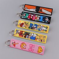 Double-sides Embroidered Cartoon Cute Key Tag Keychain for Car Motorcycles Keys Holder Keyring Fashion Jewelry Accessories Gifts