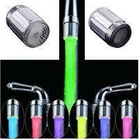 1pcs Luminous Light-up LED Water Faucet Shower Tap Basin Water Nozzle Bathroom Kitchen Heater Faucets thermostat Blue faucet tap