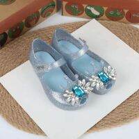 Mini Melissa Girls Fashion Princess Soft Sole Diamond Sandals Breathable Non-Slippery High Quality Jelly Beach Shoes HMI094