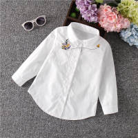 New Arrival Girls White Blouse Fall Cute Long Sleeves Children Cartoon Shirts Girl Blouses Cat Teenager School Clothes Kids Tops