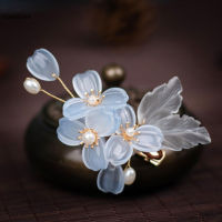 Retro Fashion Flower Hairpins and Side Clips for Women Girls Chinese Hanfu Dress Hair Jewelry Accessories Pearls Headpieces Haberdashery