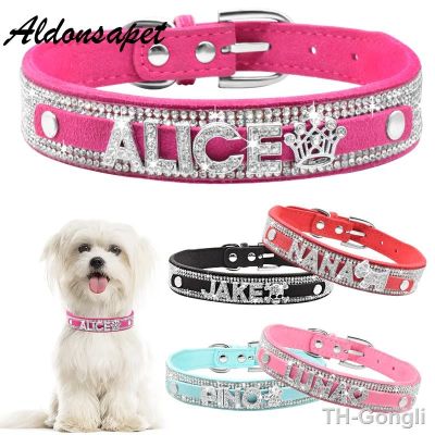 【hot】●♞ↂ  Personalized Rhinestone Name Dog Collar Custom Glitter Small Medium Large Dogs