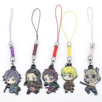 Hot Sales 1 Piece High Quality Metal Anime Demon Slayer Mobile Phone Charm Cartoon Keychains Lanyard Bag Decoration Strap Phone Charms