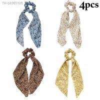 ♚❈ 4pcs Fashion Flower Print Bow Girls Elastic Hair Bands Long Ribbon Ponytail Scarf Hair Tie Women Scrunchies Hair Accessories