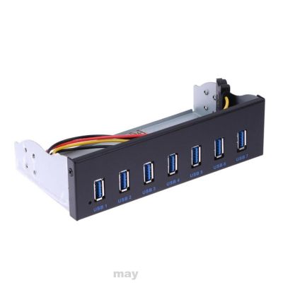 5.25" Black Drive Bay Fast Charging For PC Computer Hub Metal USB 3.0 7-Ports 19 Pin Front PanelTH