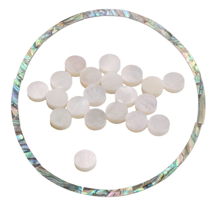 20-pcs-white-mother-of-pearl-shell-dot-6mm-amp-12pcs-rosette-shell-inlay-curved-strips-guitar-sound-hole-inlay-4mm-width