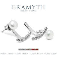 Eramyth Jewelry ต่างหู แจ็คแก็ต เพชร สวิสCZ และประดับด้วยมุก 7 มิล SLE-0102-R99 ตัวเรือนเงินแท้ 92.5 สินค้ามาตรฐานส่งออก