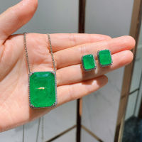 High quality 925 Sterling Silver Emerald Gemstone Earrings&amp;Pendant Wedding Fine Jewelry Sets Gift for Gilrs Factory wholesale