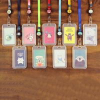 Cartoon Plastic Bus ID Card Holder Case Badge Retractable Reel Neck Strap Lanyard