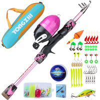 Souilang Kids Fishing Pole Set Full Kits with escopic Fishing Rod and Casting Reel Baits Hooks Saltwater Travel Pole Set