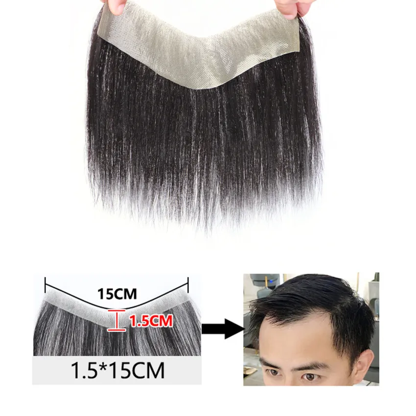 Tóc dán mái hói nam M 18CM x 16CM silicon siêu da đầu 100 tóc thật