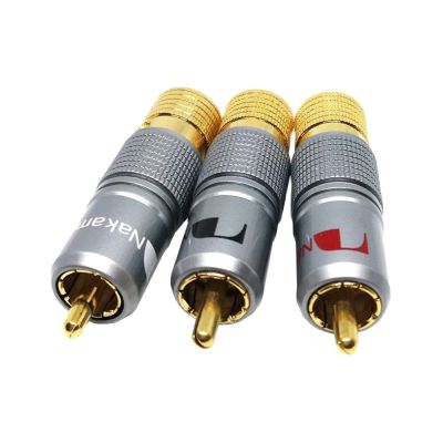 10mm RCA Plug Gold Plated Copper Locking Non Solder Nakamichi Coaxial Connector Socket Adapter Kit