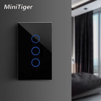 MiniTiger EU/US/UK/AU Standard Smart Home Light Touch Switch for LED Wall Touch Switch 1/2/3 Gang 1 Way Crystal Glass No Wifi Power Points  Switches S