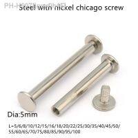 5-20pcs/lot chicago screw m5 length 6mm -100mm Nickel plated Account Books ScrewBooks Butt Screw Photo album screw