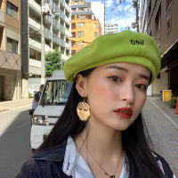 ผู้หญิงฤดูใบไม้ร่วงฤดูหนาวบางส่วนนุ่ม Beret วรรณกรรมย้อนยุคแฟชั่นจิตรกรหมวกทำด้วยผ้าขนสัตว์จดหมายอังกฤษหมวกให้อบอุ่น Windproof D4