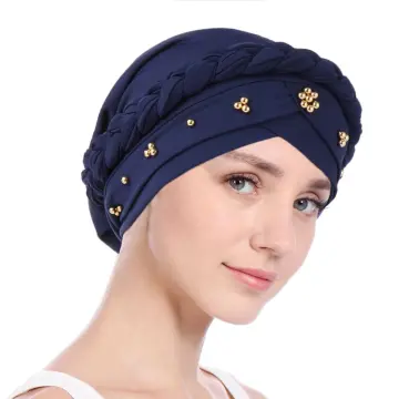 Men Muslim Durag Turban Head Wrap Satin Lined Head Scarf Hijab Hat