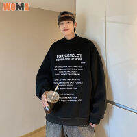 WOMA เสื้อโค๊ตคู่รักแนวสตรีทกึ่งสเวตเชิร์ตคอเต่าอินเทรนด์สำหรับผู้ชายแนวสตรีทเท่ๆมีระบายพิมพ์ลายหล่อใส่ได้หลายโอกาส