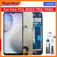 MagicMeta จอ6.51นิ้วของแท้สำหรับ Vivo Y11 2023 V2236A/V2213 Y02/Y02A V2217จอแสดงผล LCD แบบสัมผัสหน้าจอแผงดิจิไทเซอร์พร้อมกรอบกลางสำหรับ Vivo Y11 2023 Y02 Y02A แอลซีดี