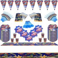 Blaze Monster Theme Party Tableware Paper Cup Plate Napkin Tablecloth Straws Shower Kids Birthday Red Party Decoration Supplies