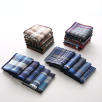 12Pcslot Square Plaid Stripe Handkerchiefs Men Classic Vintage Pocket Pocket Cotton Towel For Wedding Party 43*43cm Random