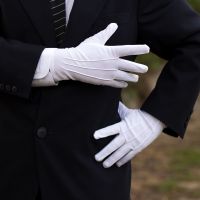 2 Pairs White Formal Gloves Men White Cotton Uniform GlovesTuxedo Honor Guard Parade Cosplay Costume Inspection Mitten Gloves