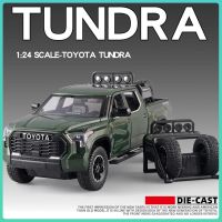 รถออฟโรดอัลลอย1/4รถกระบะโตโยต้า Tundra ของเล่นโมเดลเสียงโลหะหล่อและไฟของเล่นดึงถอยหลังรถ