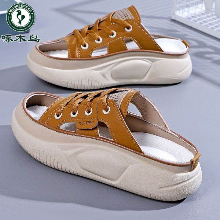 july-woodpecker-korean-version-of-the-outer-sandals-and-slippers-women-2023-summer-new-thick-soled-stepping-on-shit-feeling-flip-flops-lightweight-lazy-shoes