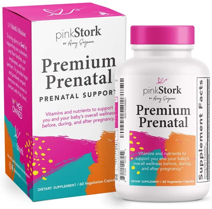 Pink Stork Premium Prenatal: Natural Prenatal Vitamins + Organic Whole ...