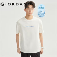 Giordano ผู้ชาย ลสีดำเทคโนโลยีเย็นออกซิเจนเย็นเย็นเสื้อยืดคอกลม Free Shipping 01022386GHYJ