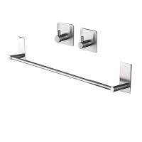 Towel Holder with 2 Packs Adhesive Hooks 16-Inch Hand Towel Rack Towel Hook Stick on Wall, Bathroom Hardware