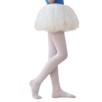 2X White Kids Girls Velvet Ballet Tights Dance Socks Microfiber Socks Professional Dance M