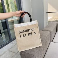 [COD] bag simple linen student personalized shopping 2021 new Korean version retro fashion square