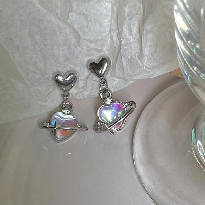 love-themed-earrings-heart-shaped-silver-earrings-heart-shaped-earrings-versatile-love-earrings-y2k-style-earrings