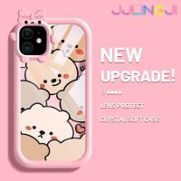 Jlingji เคสสำหรับ iPhone 11 11 Pro 11 Pro Max เคสแบบเต็มหน้าจอลายหมีสีสันสดใสน่ารักมอนสเตอร์ตัวน้อยเลนส์กล้องถ่ายรูปแบบนิ่มซิลิโคนเคสใสกันกระแทกแบบใสง่าย