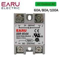 SSR-60AA SSR-100AA SSR 80A 60A 100A โซลิดสเตทรีเลย์โมดูล AC 80-250โวลต์อินพุต AC 24-380โวลต์เอาต์พุตสำหรับตัวควบคุมอุณหูมิ PID