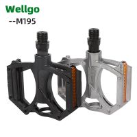 แป้นเหยียบจักรยานเสือภูเขา MTB M195จักรยานเกียร์คงที่ถนน WELLGO แป้นเหยียบสกรูเกลียวอะลูมินัมอัลลอยอะไหล่จักรยาน