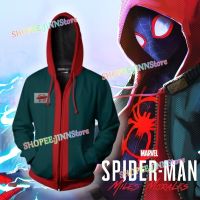 yii8yic - JN ชุดฮู้ด Spiderman Morales Spider-Man: Across the Spider-Verse คอสเพลย์คอสตูมกางเกงฮู้ดหน้ากากชุดเต็มขนาด S-5XL